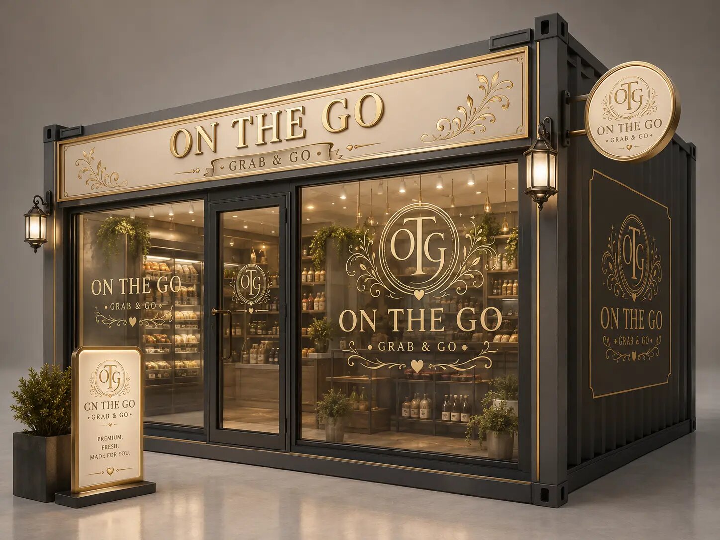 On The Go mobile franchise unit sited on a forecourt pitch with outdoor seating